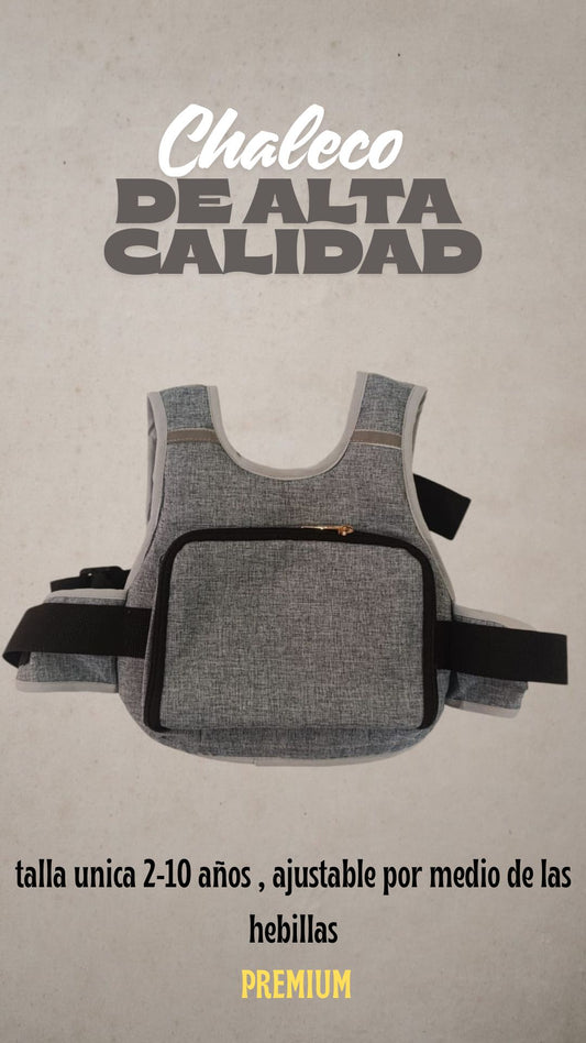 Chaleco bolsillo gris premium