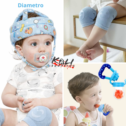 Azul protector + 1 par rodillera + chupete fruta