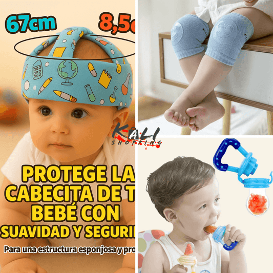 Combo protector + rodillera + chupete fruta