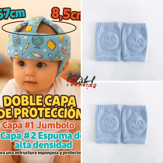 protector de cabeza de bebe + pares rodilleras antideslizantes