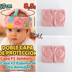 protector de cabeza de bebe + pares rodilleras antideslizantes