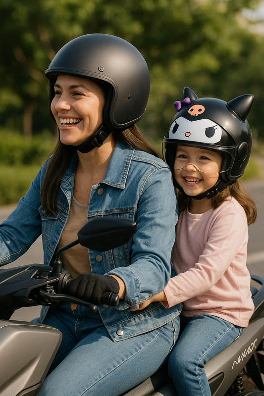 Casco negro estilo kawaii