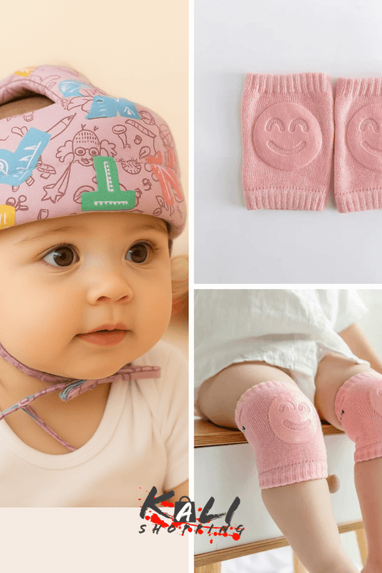 protector de cabeza de bebe + pares rodilleras antideslizantes