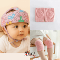 protector de cabeza de bebe + pares rodilleras antideslizantes