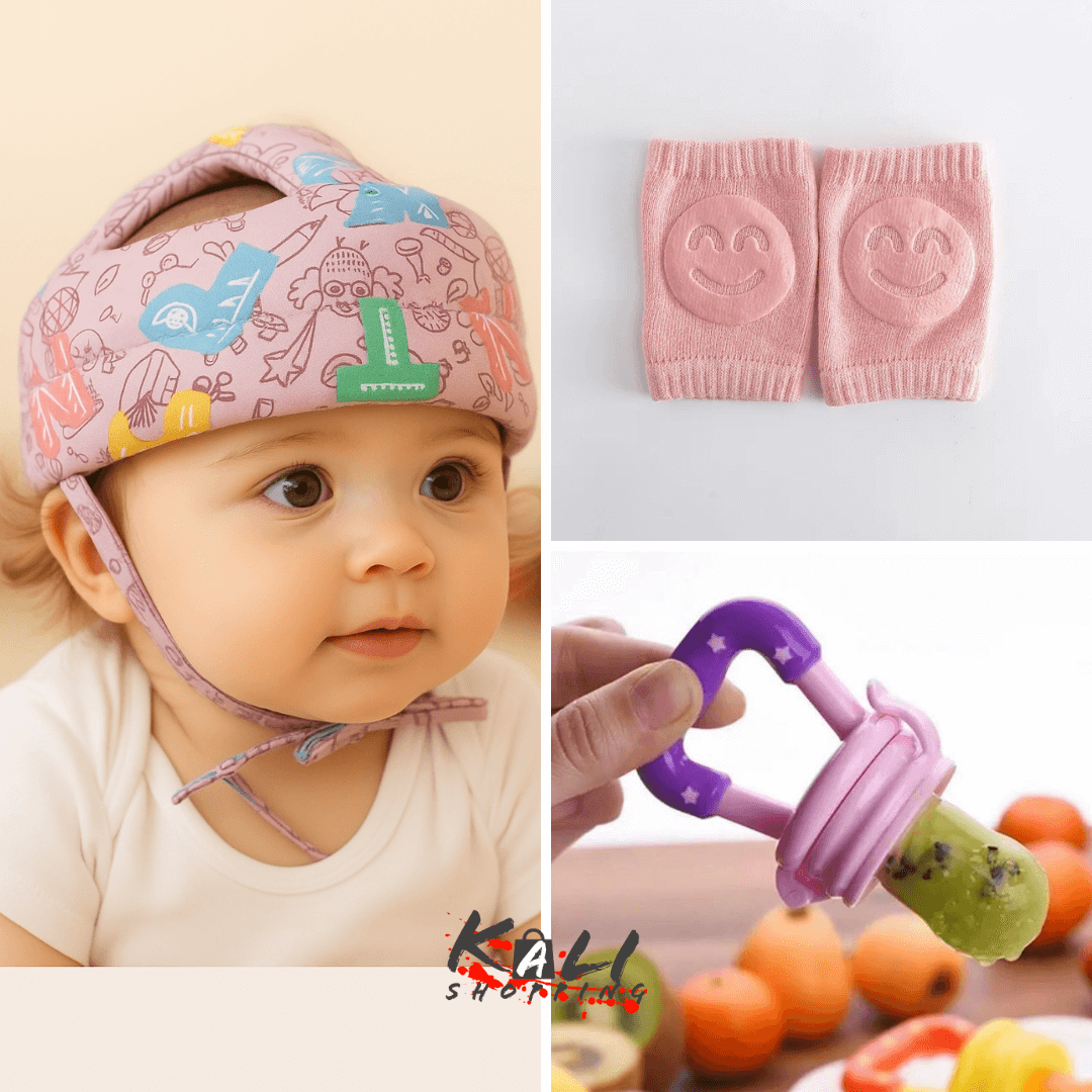 Rosado protector + 1 par rodillera + chupete fruta