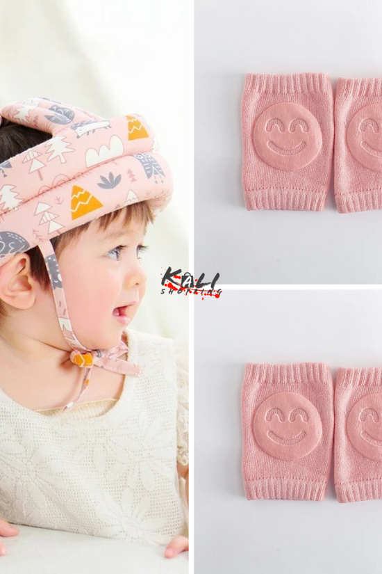 protector de cabeza de bebe + pares rodilleras antideslizantes