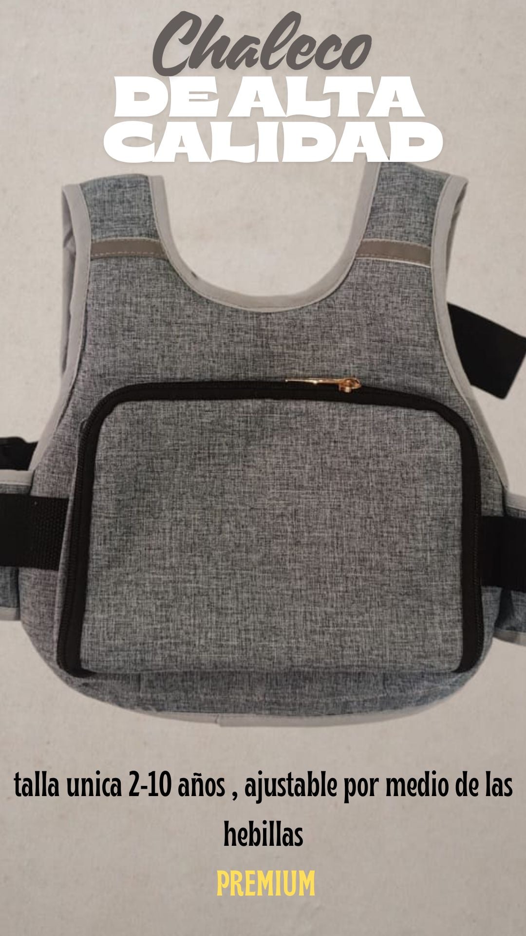 Chaleco bolsillo gris premium