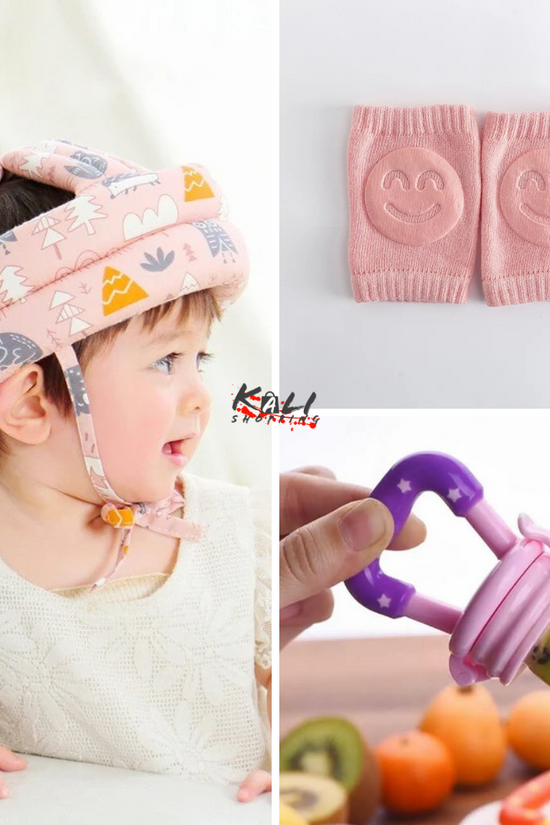 protector de cabeza de bebe + pares rodilleras antideslizantes