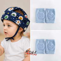 Protector de cabeza azul oscuro astronautas + 2 pares rodilleras