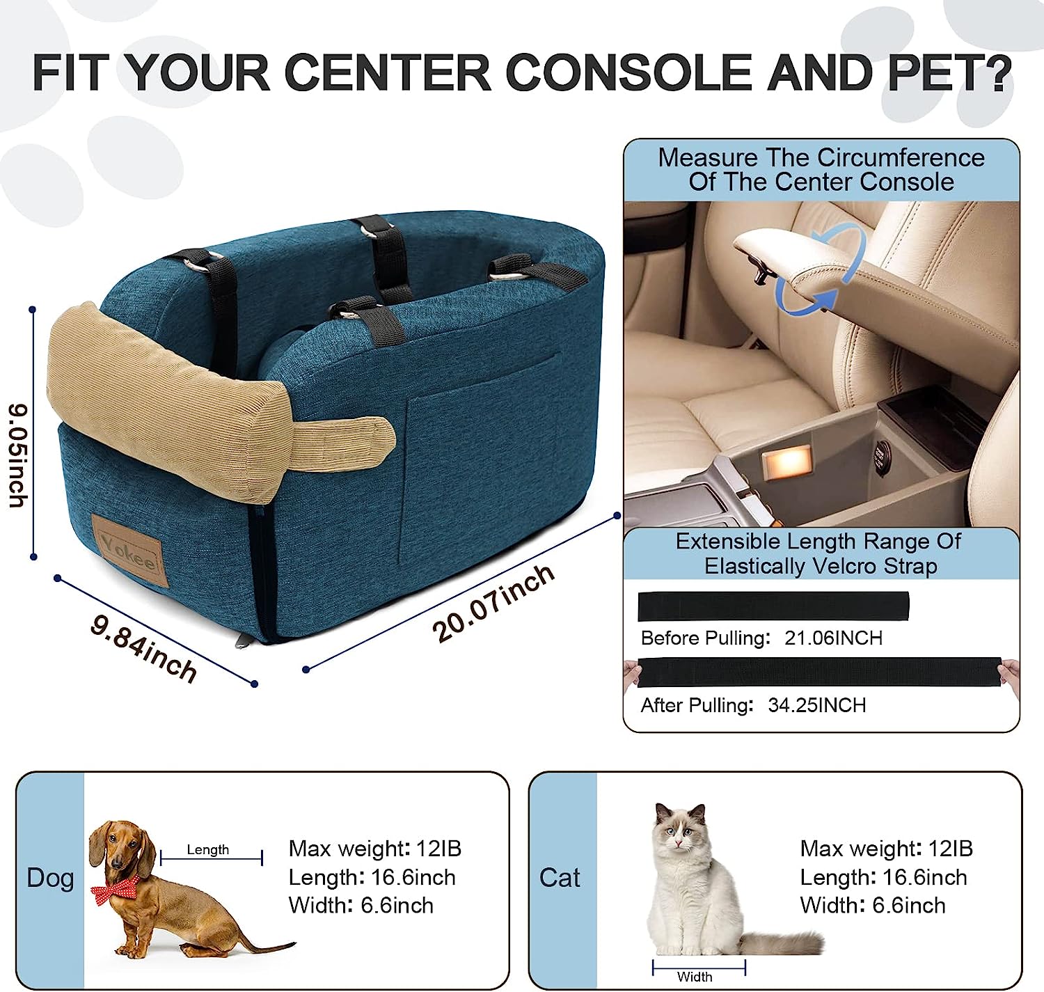 Asiento de coche para mascotas, portátiles para cachorros