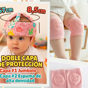 protector de cabeza de bebe + pares rodilleras antideslizantes