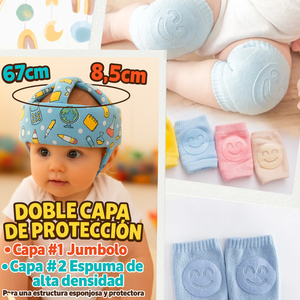 protector de cabeza de bebe + pares rodilleras antideslizantes