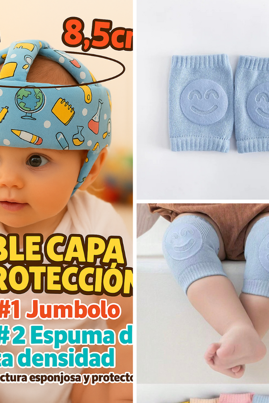 protector de cabeza de bebe + pares rodilleras antideslizantes