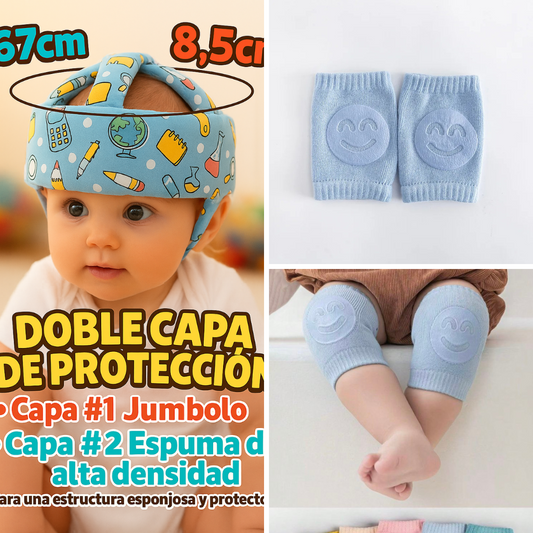 protector de cabeza de bebe + pares rodilleras antideslizantes