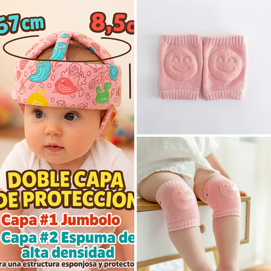 protector de cabeza de bebe + pares rodilleras antideslizantes