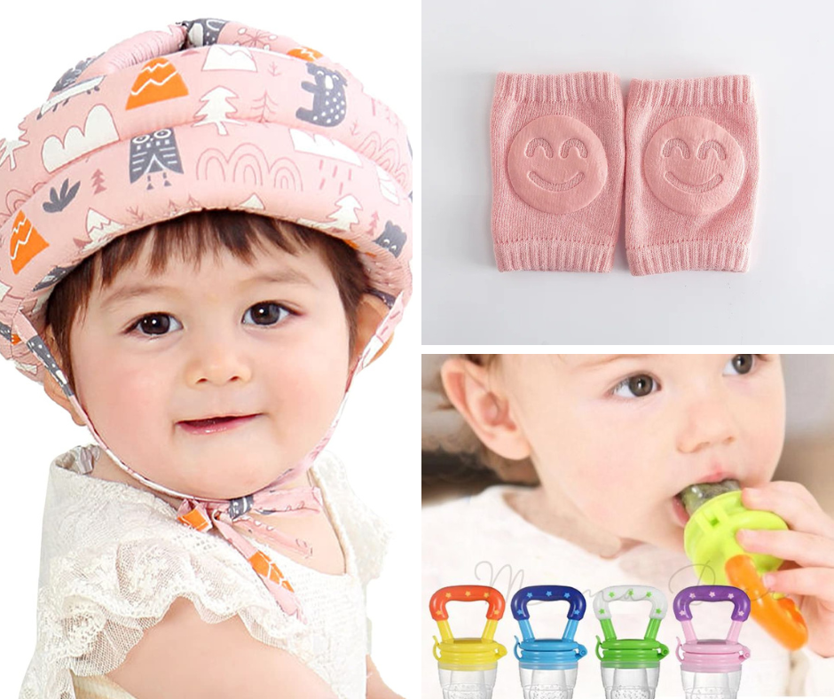 Combo protector + rodillera + chupete fruta