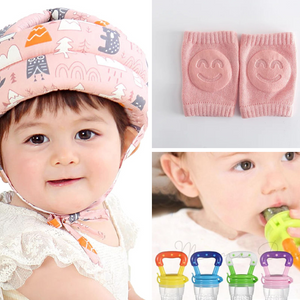 Combo protector + rodillera + chupete fruta