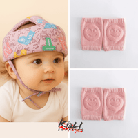 protector de cabeza de bebe + pares rodilleras antideslizantes