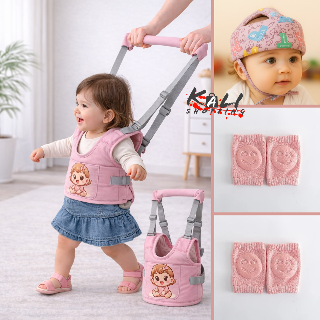 arnes primeros pasos + protector + 2 pares de rodilleras niña
