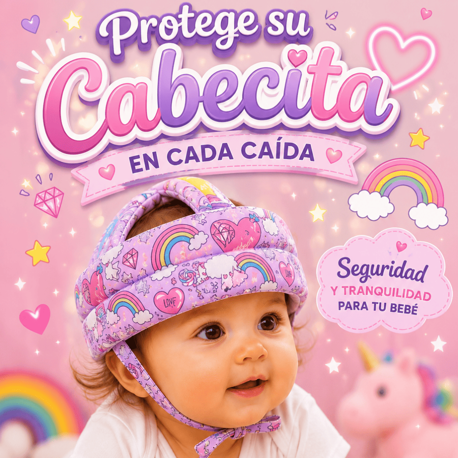 Protector de cabeza bebe niña arcoiris love