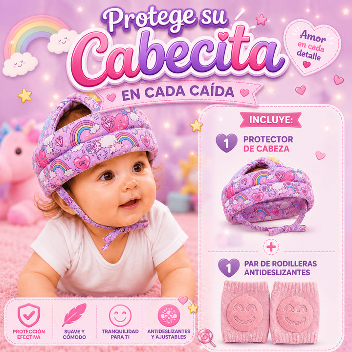 Rosado arcoiris protector mas 1 par de rodilleras