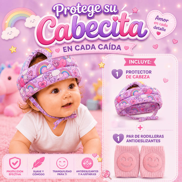 Rosado arcoiris protector mas 1 par de rodilleras
