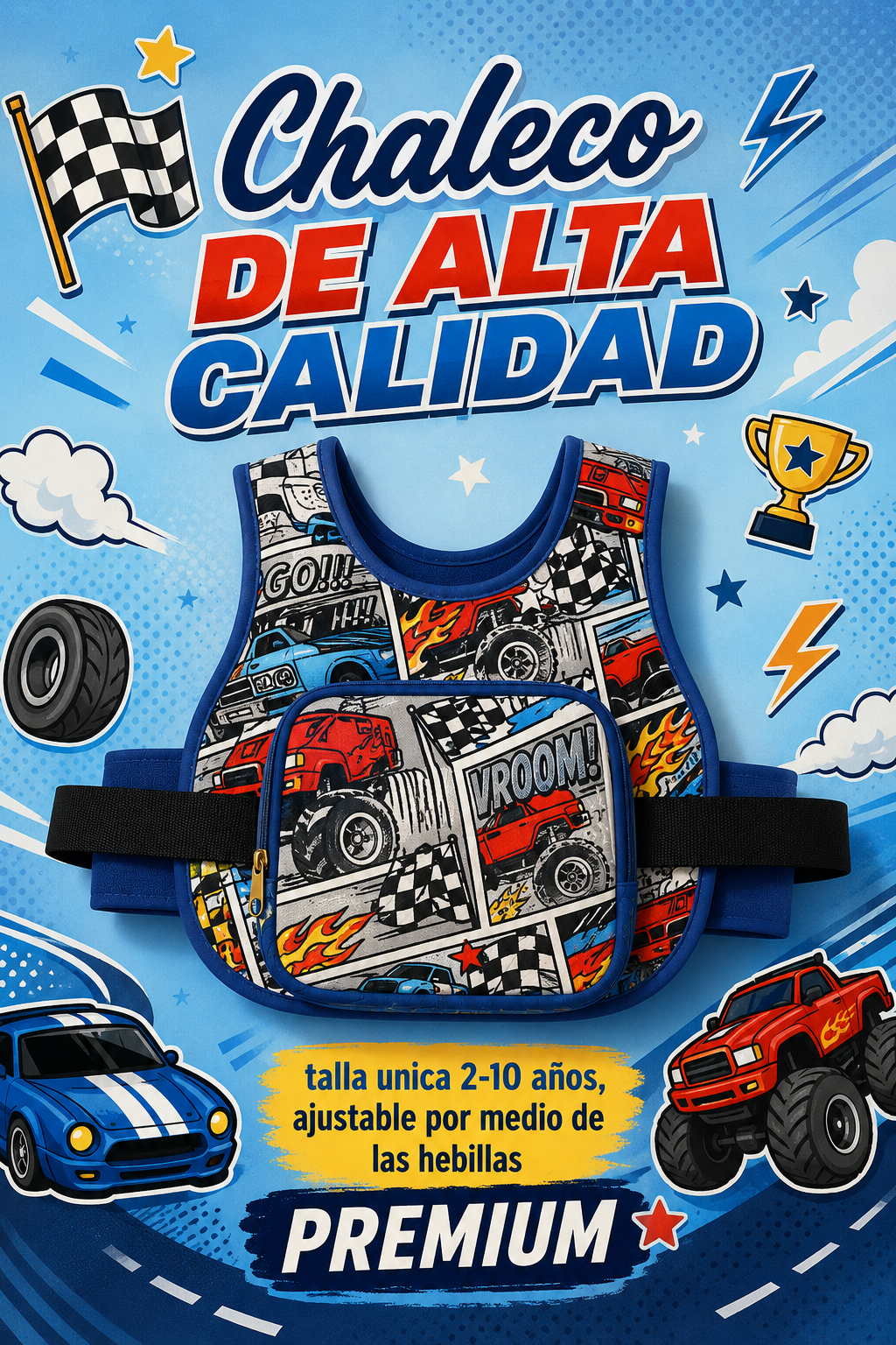 Chaleco premium bolsillo cars