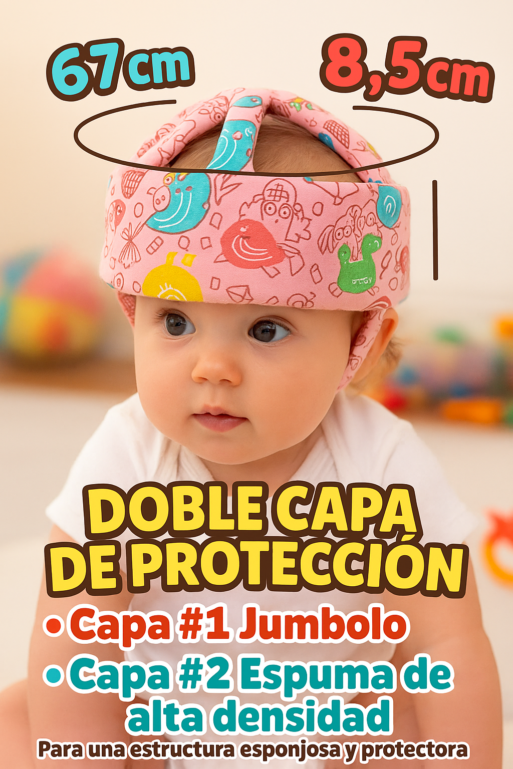 protector de cabeza de bebe + pares rodilleras antideslizantes