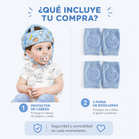 Azul protector + 2 pares de rodilleras antideslizantes