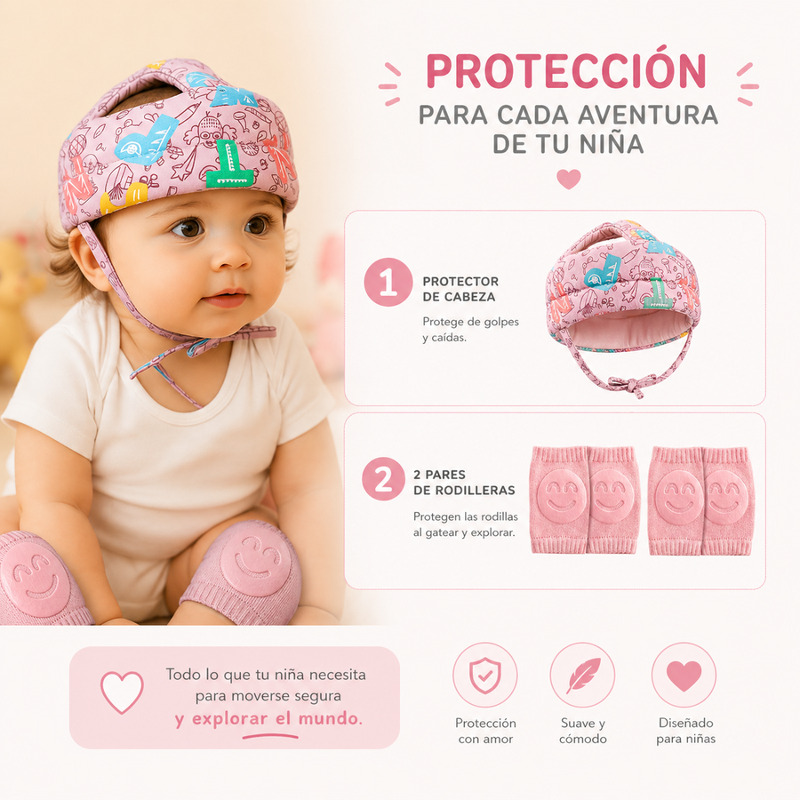 Rosado protector + 2 pares de rodilleras antideslizantes