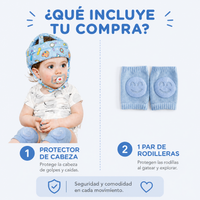 Azul protector + 1 par de rodilleras antideslizantes