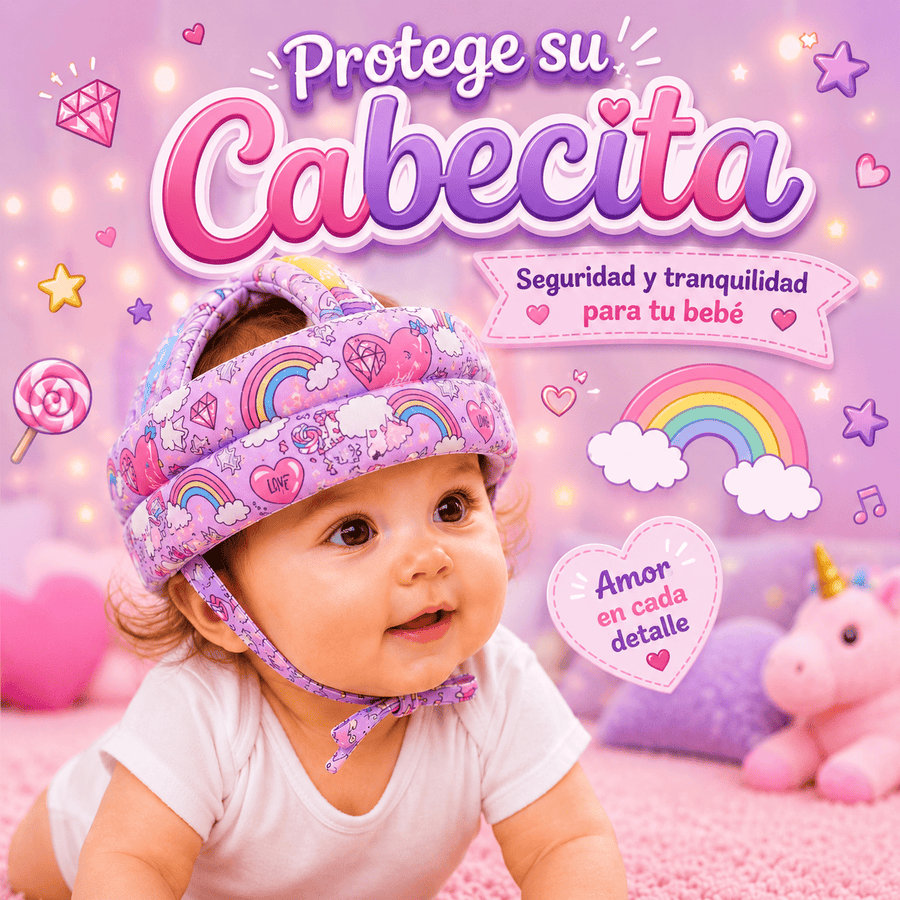 Protector de cabeza bebe niña arcoiris love