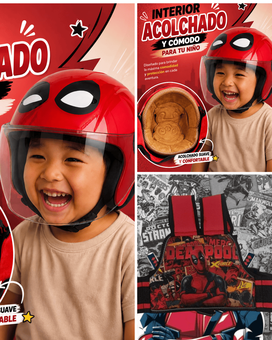 Casco deadpool + chaleco