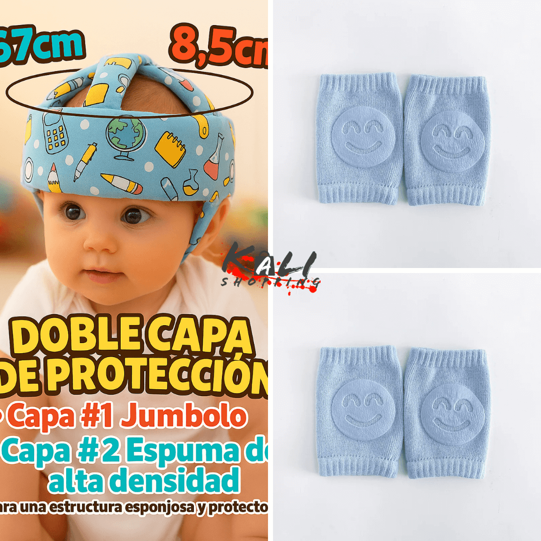 Azul protector + 2 pares de rodilleras antideslizantes