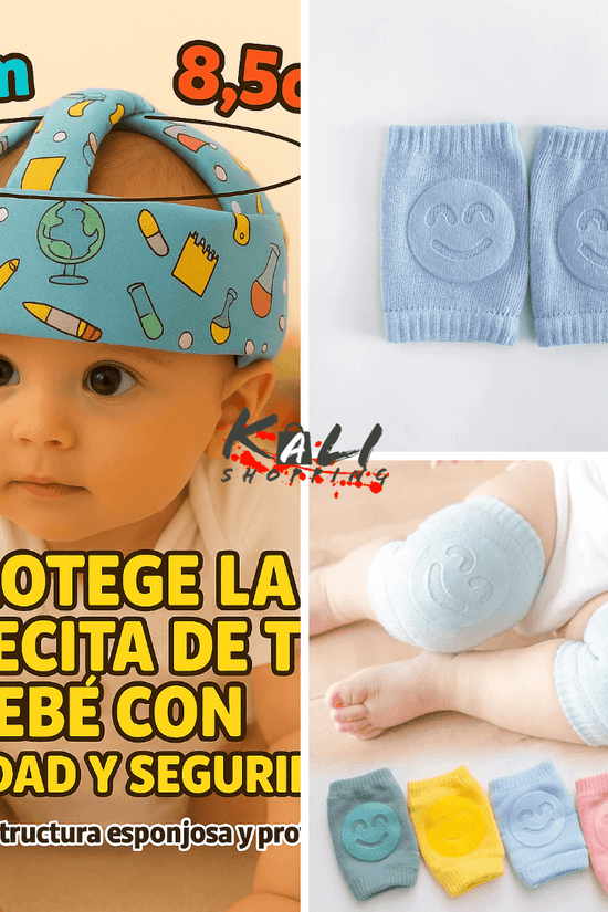 protector de cabeza de bebe + pares rodilleras antideslizantes
