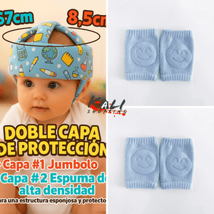 protector de cabeza de bebe + pares rodilleras antideslizantes