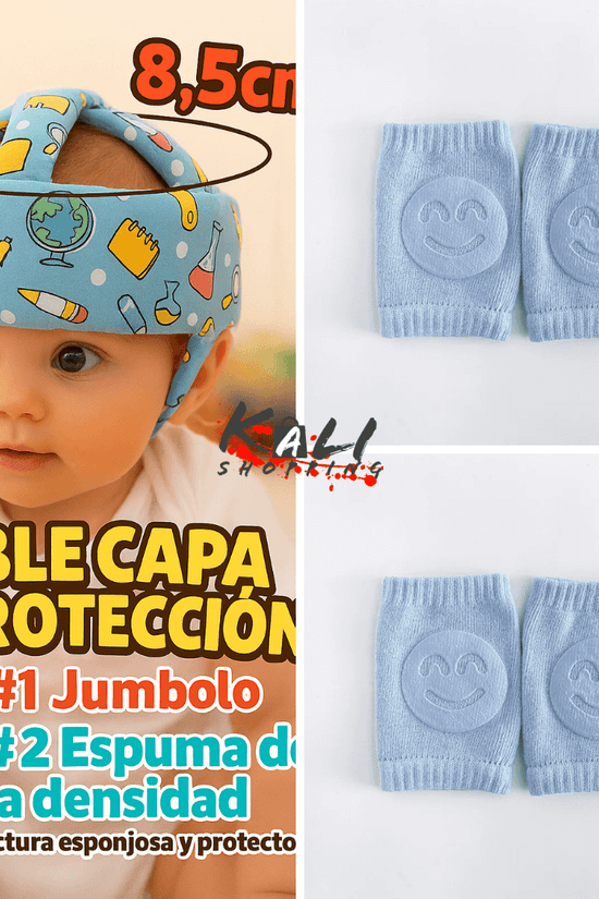 protector de cabeza de bebe + pares rodilleras antideslizantes