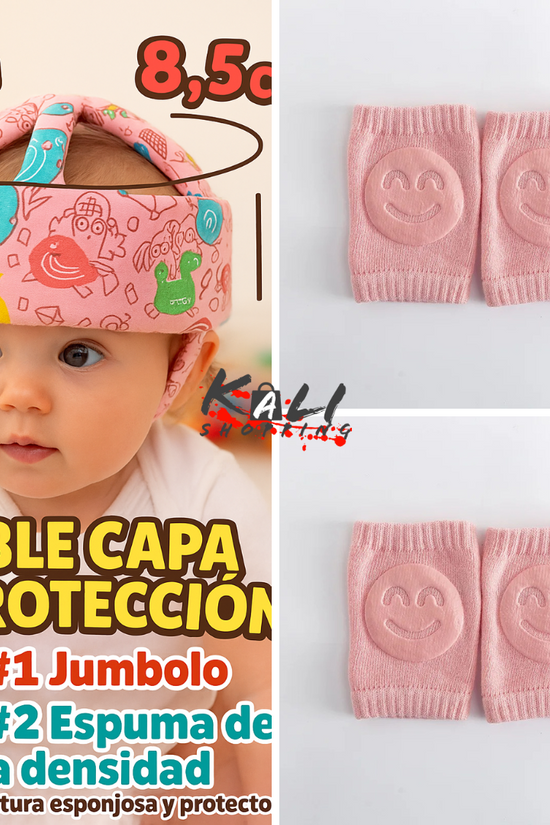 protector de cabeza de bebe + pares rodilleras antideslizantes