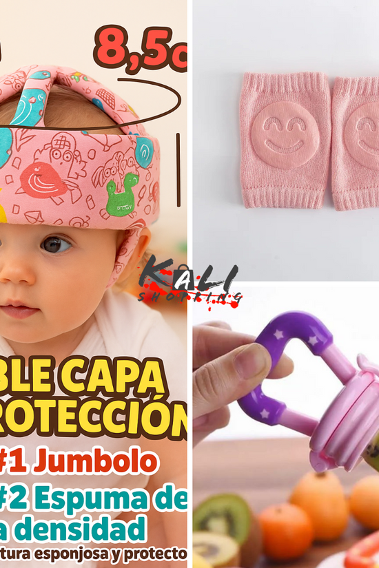 Combo protector + rodillera + chupete fruta