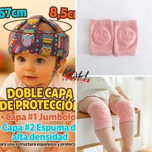 protector de cabeza de bebe + pares rodilleras antideslizantes