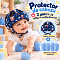 Protector de cabeza azul oscuro + 2 pares rodilleras