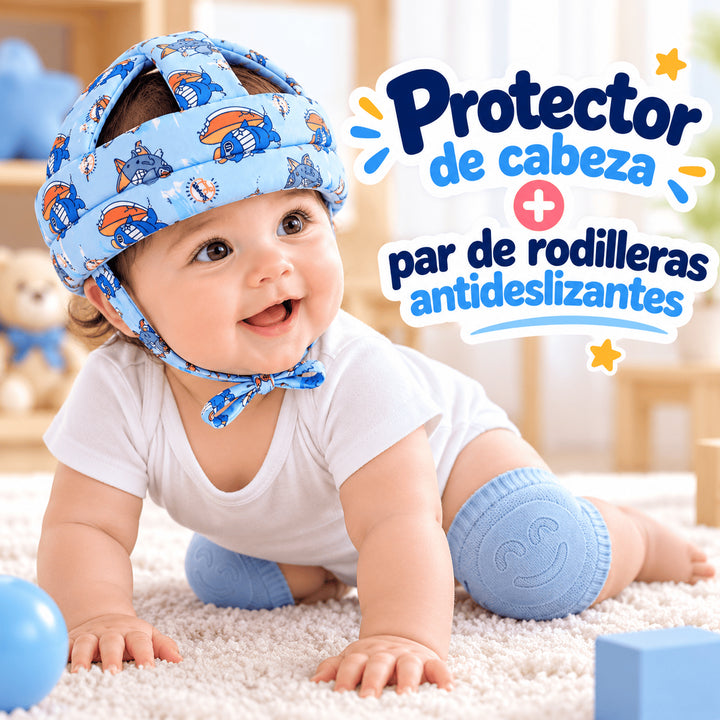 Azul dinosaurios protector + 1 par de rodilleras antideslizantes
