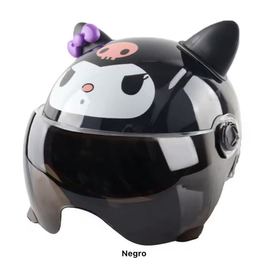 Casco negro estilo kawaii