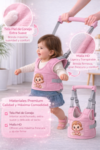 arnes primeros pasos + protector de cabeza niña