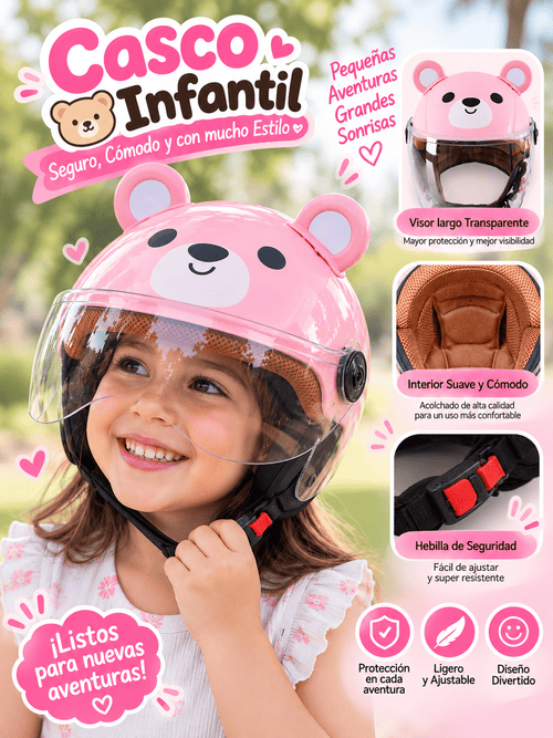 Casco oso rosa
