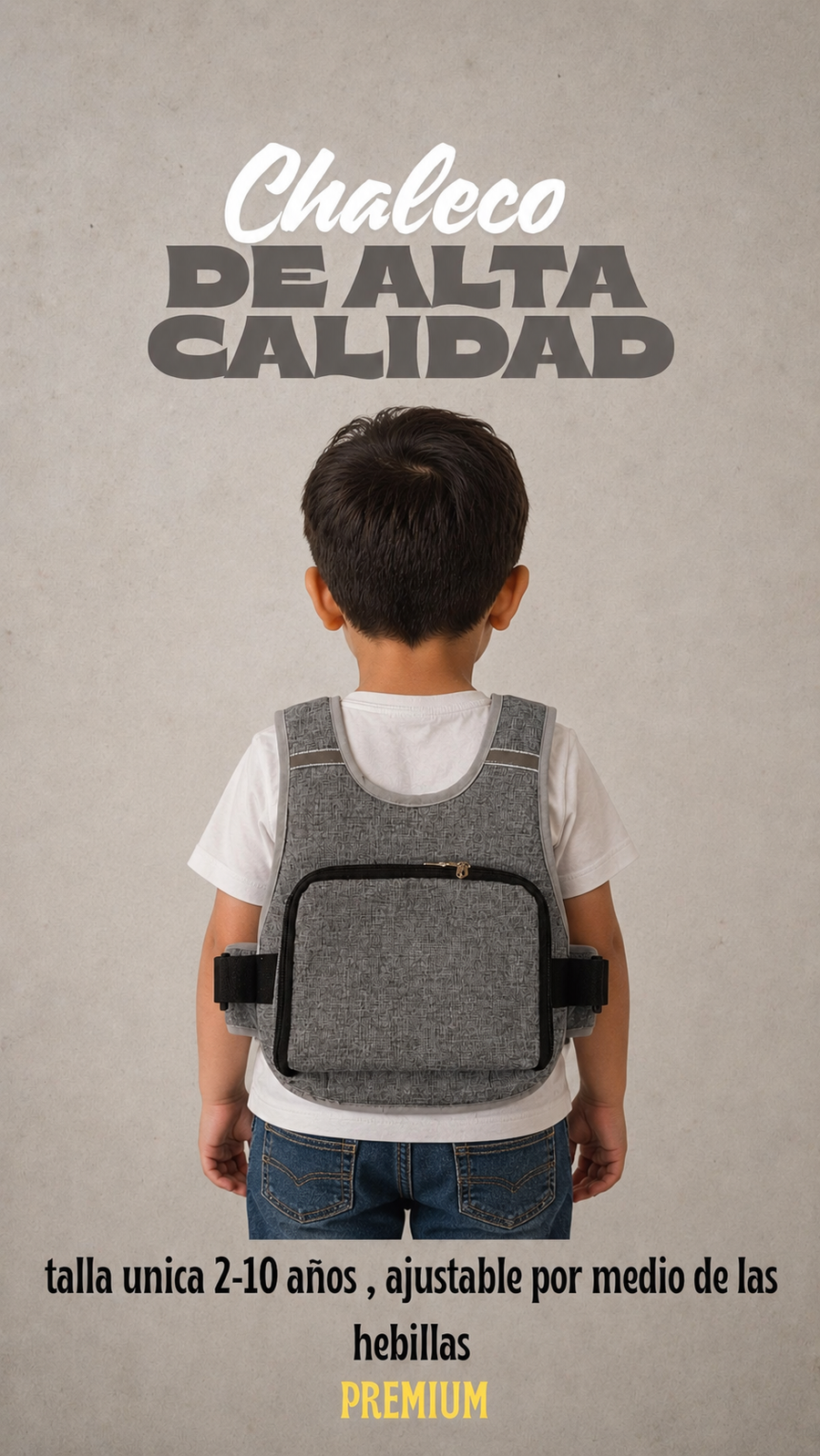 Chaleco bolsillo gris premium