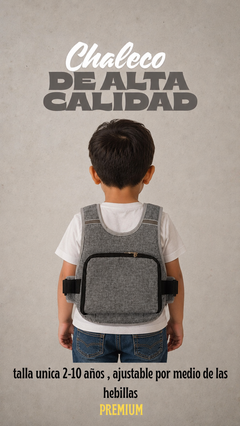 Chaleco bolsillo gris premium