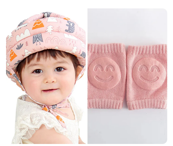 protector de cabeza de bebe + pares rodilleras antideslizantes